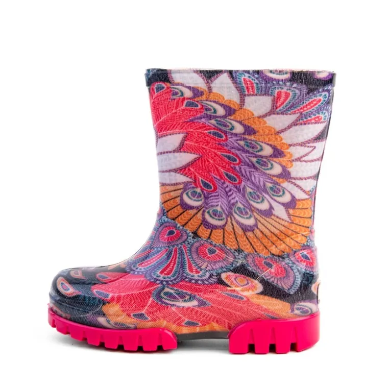 Kalosze dziewczęce, różowo-czarne, Demar