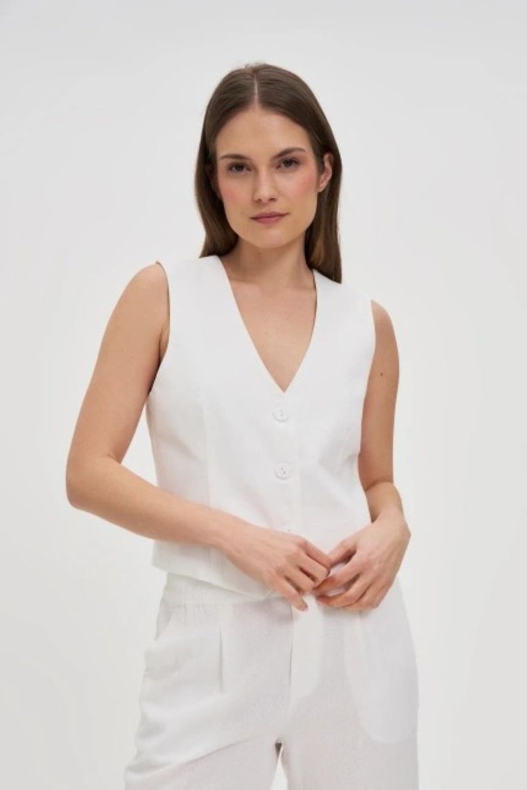 Kamizelka damska, biała, Moodo