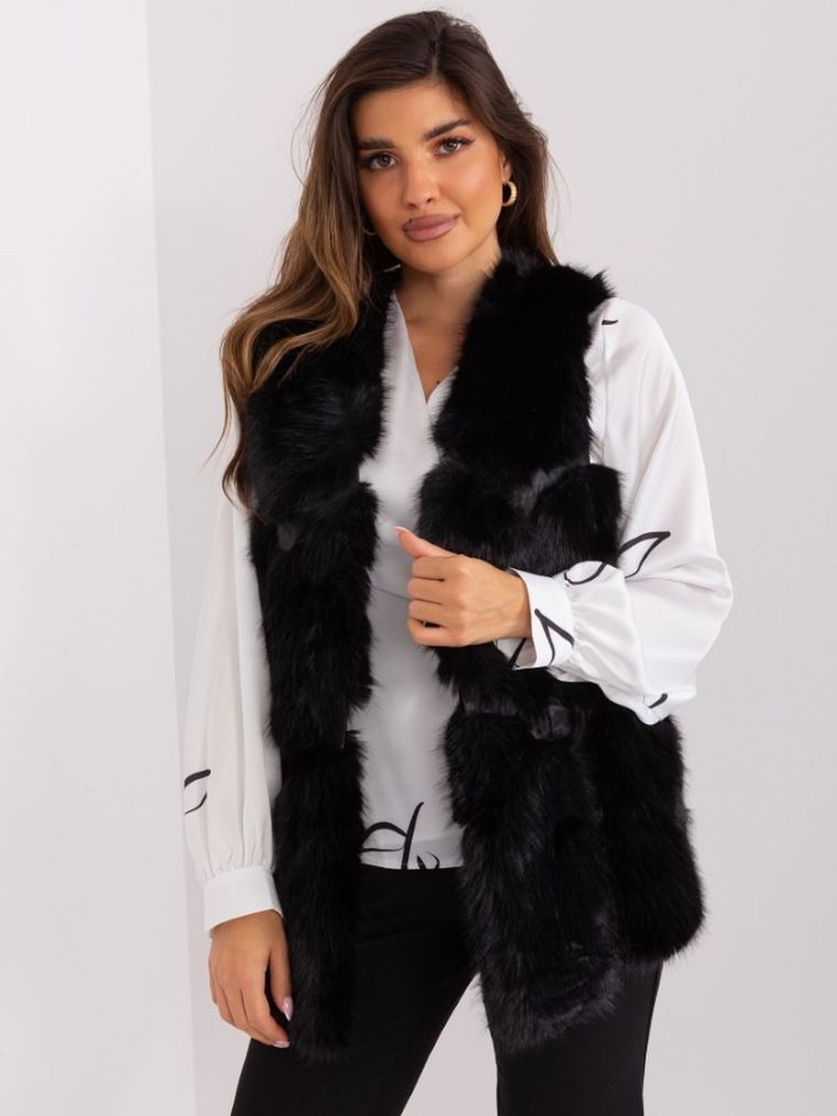 Kamizelka damska, czarna, Italy Moda