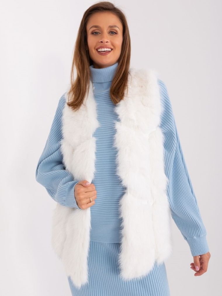 Kamizelka damska, ecru, Italy Moda