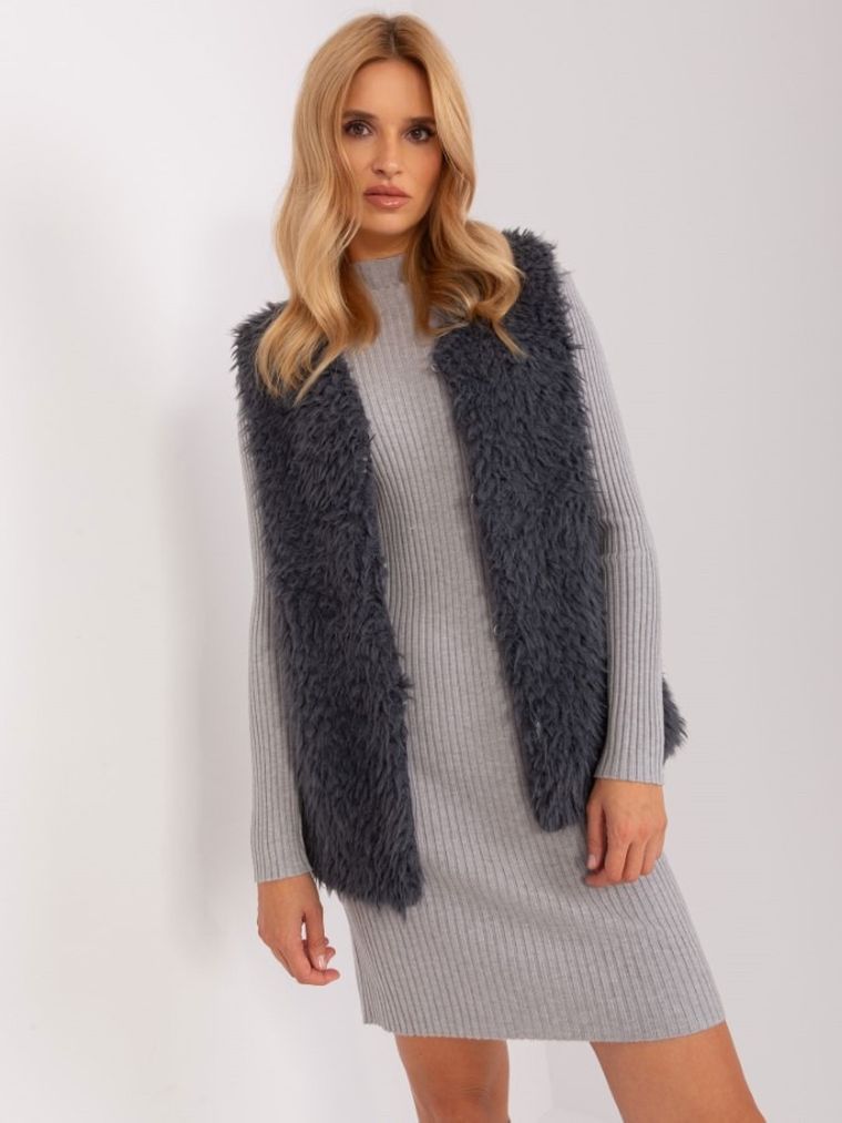 Kamizelka damska, grafitowa, Och Bella