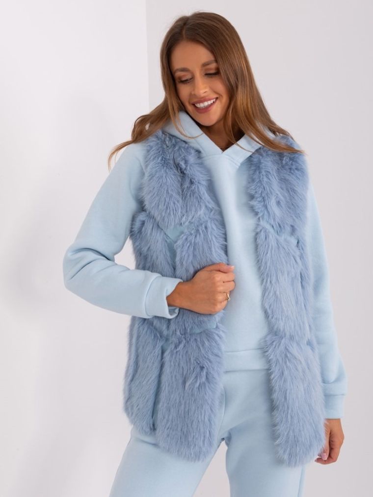 Kamizelka damska, niebieska, Italy Moda