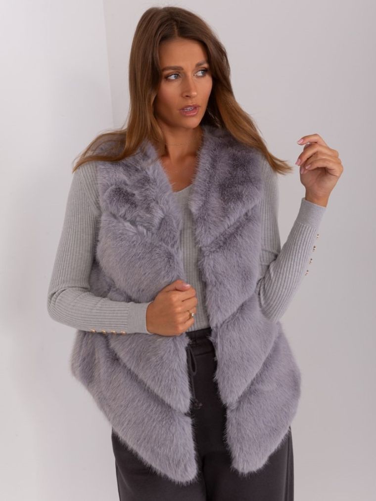 Kamizelka damska, szara, Italy Moda