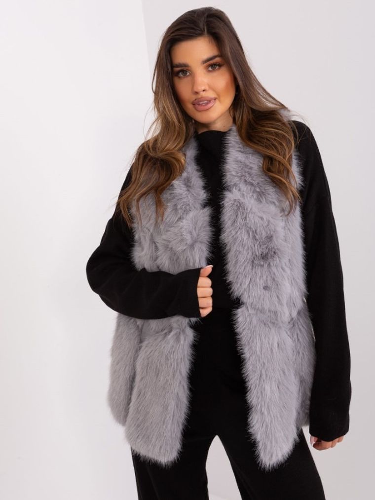 Kamizelka damska, szara, Italy Moda