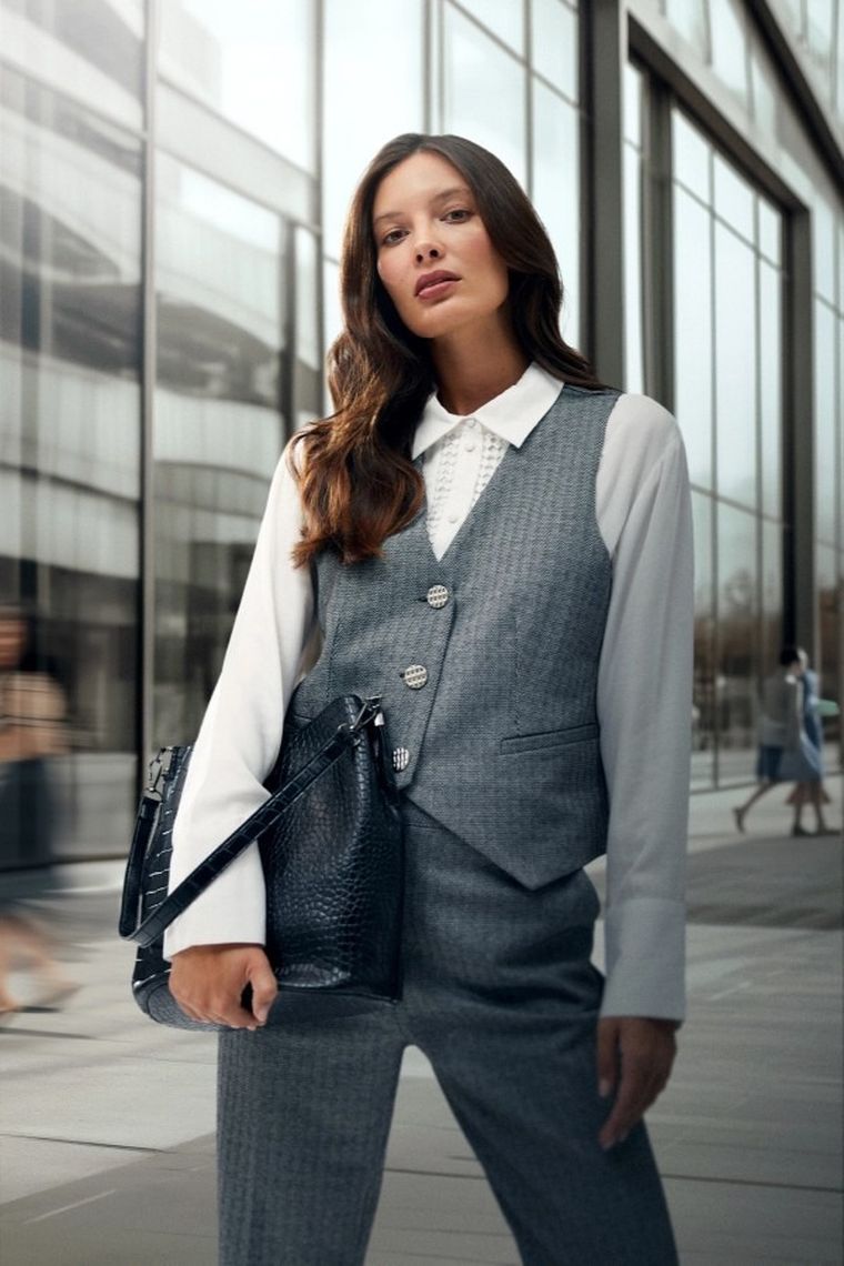 Kamizelka damska, szara, Moodo