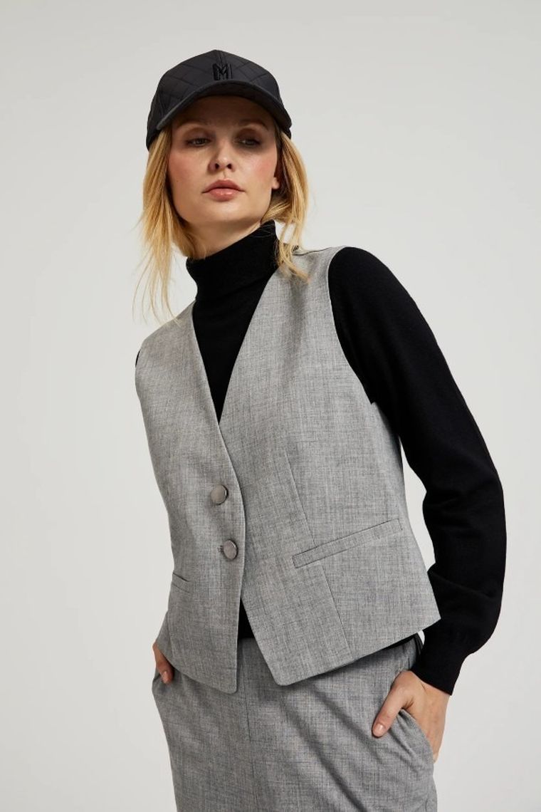 Kamizelka damska, szara, Moodo