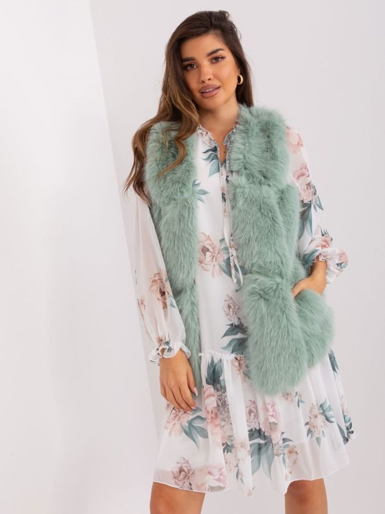 Kamizelka damska, zielona, Italy Moda