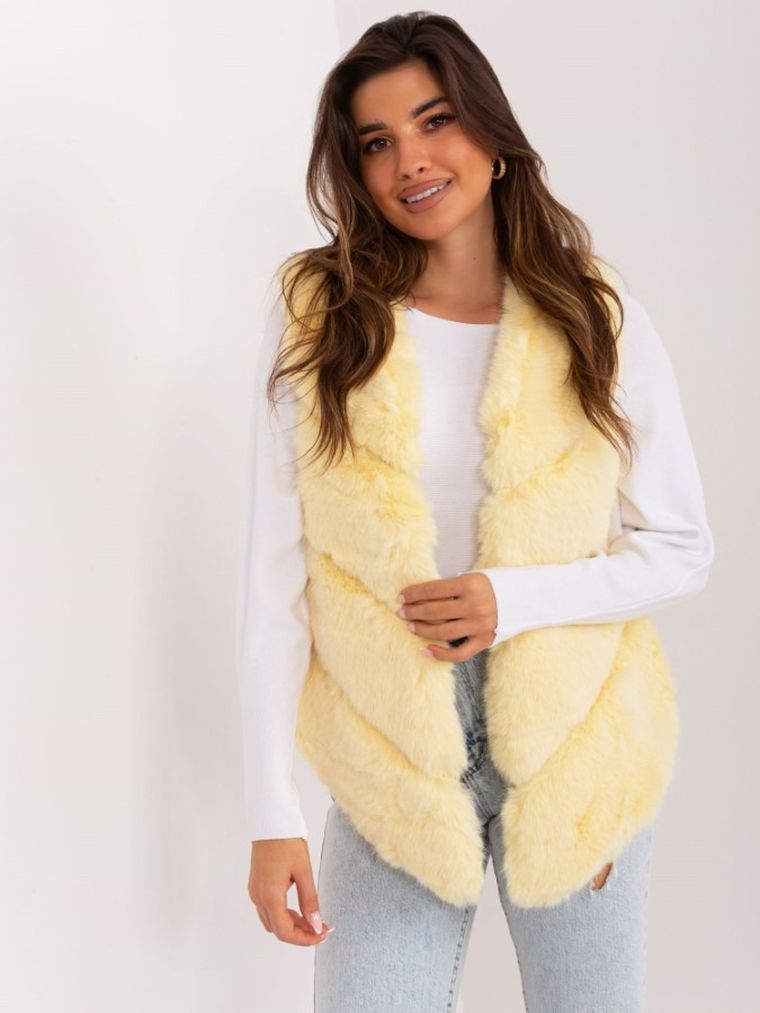 Kamizelka damska, żółta, Italy Moda