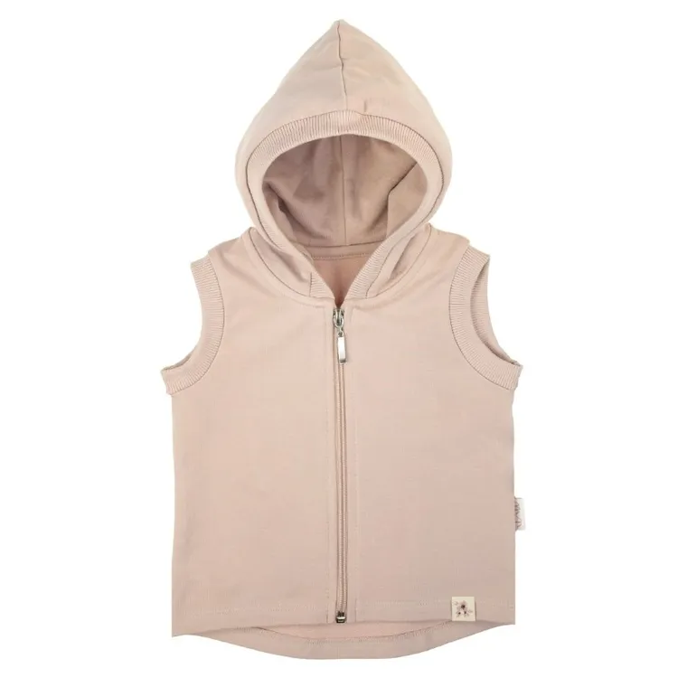 Kamizelka dziewczęca z kapturem, beżowa, Nicol