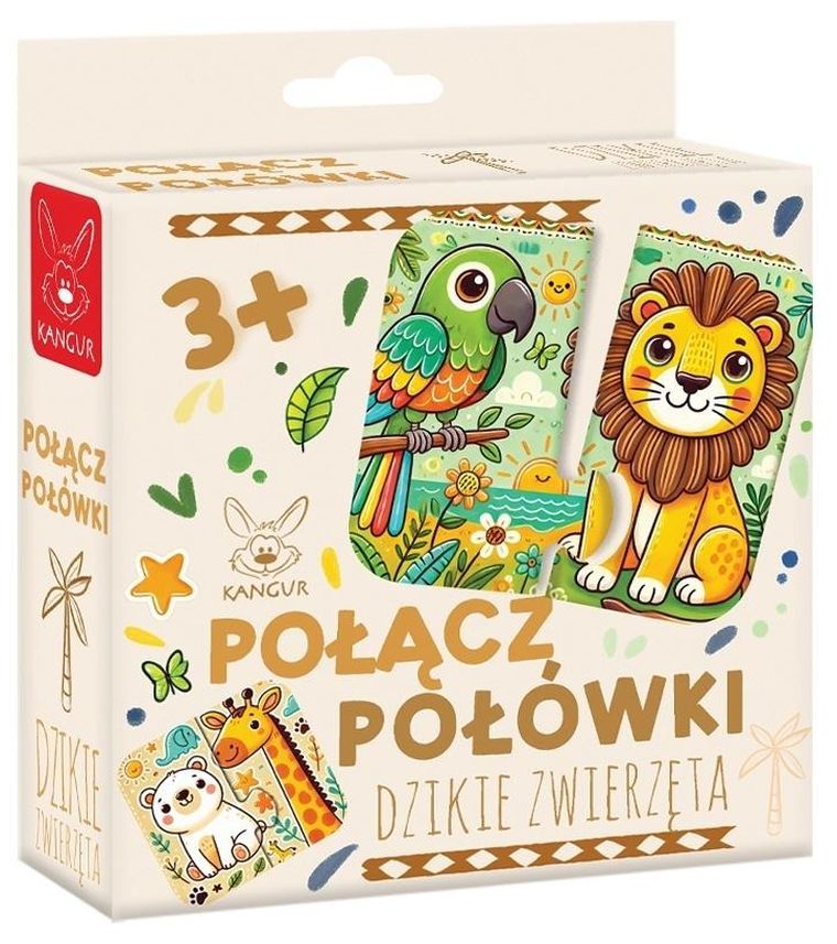 Kangur, Połącz Połówki, Dzikie Zwierzęta, puzzle, 12 elementów