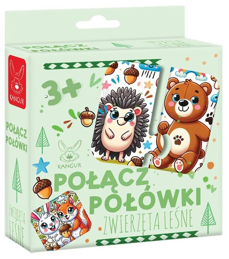 Kangur, Połącz Połówki, Leśne Zwierzęta, puzzle, 12 elementów
