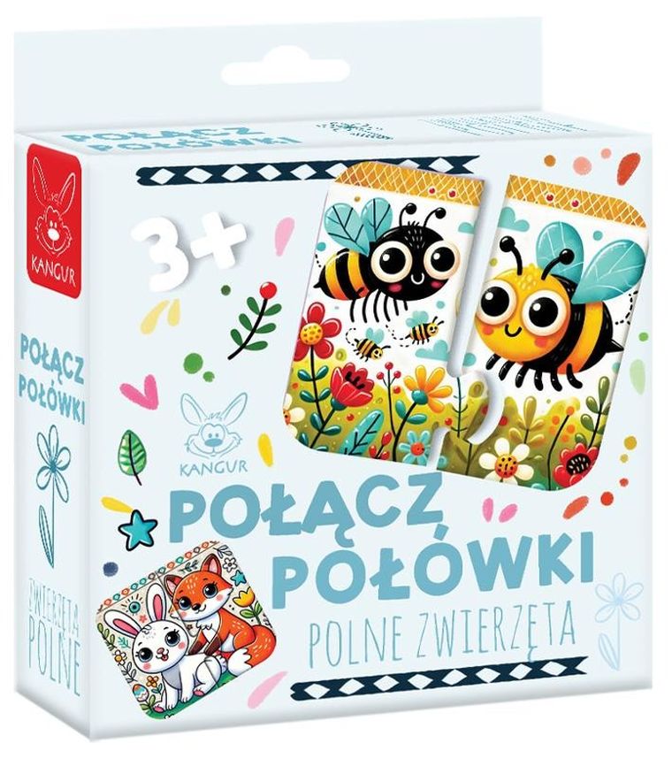 Kangur, Połącz połówki, Polne Zwierzęta, puzzle, 12 elementów