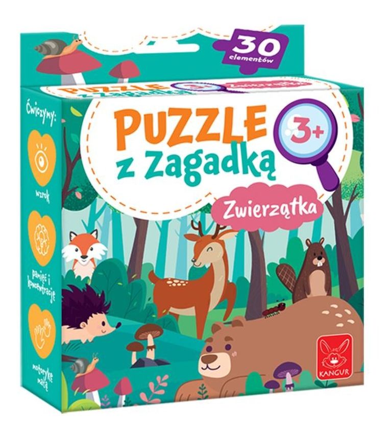 Kangur, Zwierzątka, puzzle z zagadką, 30 elementów
