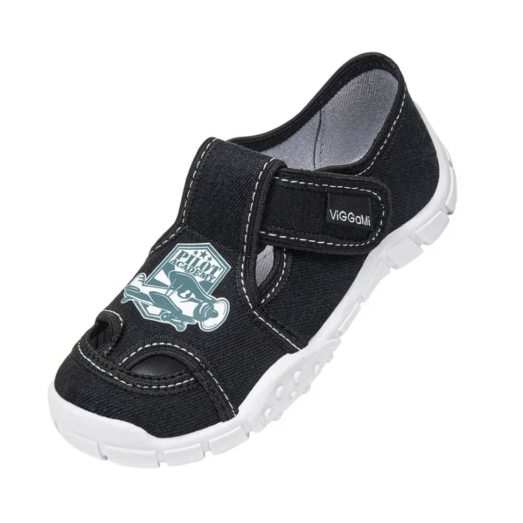 Kapcie chłopięce, czarne, Adaś, Vi-Gga-Mi