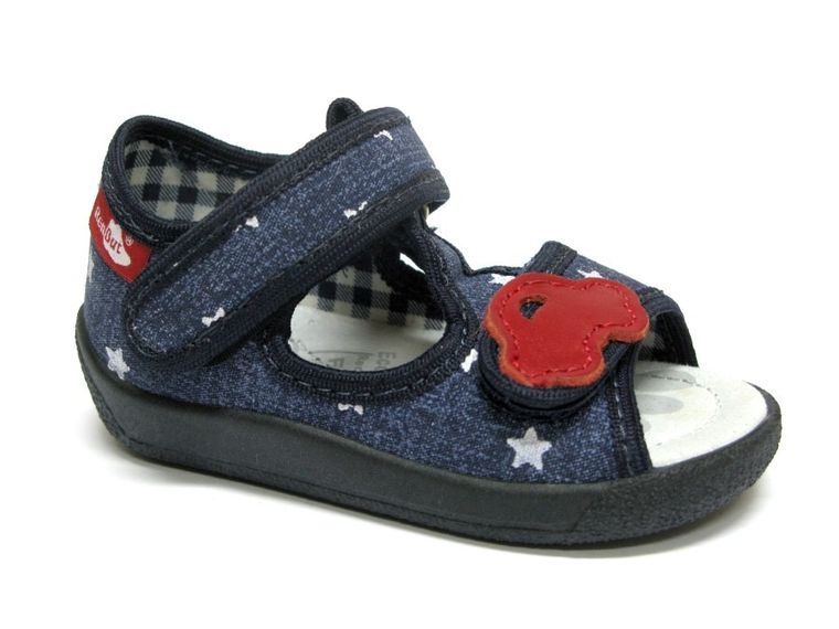 Kapcie chłopięce, denim, skórzana wkładka, RenBut