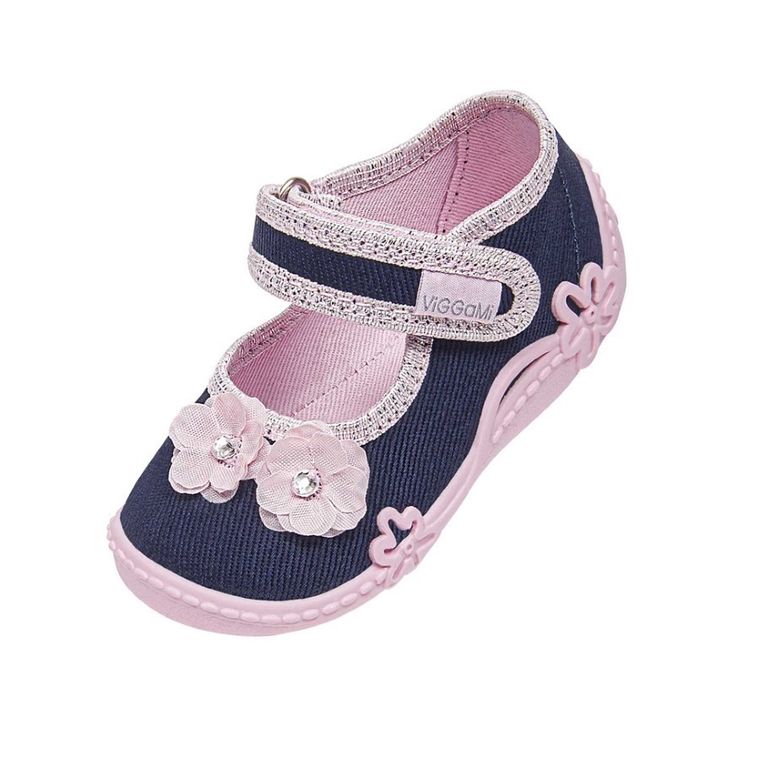 Kapcie dziewczęce, granatowe, Vi-GGa-Mi