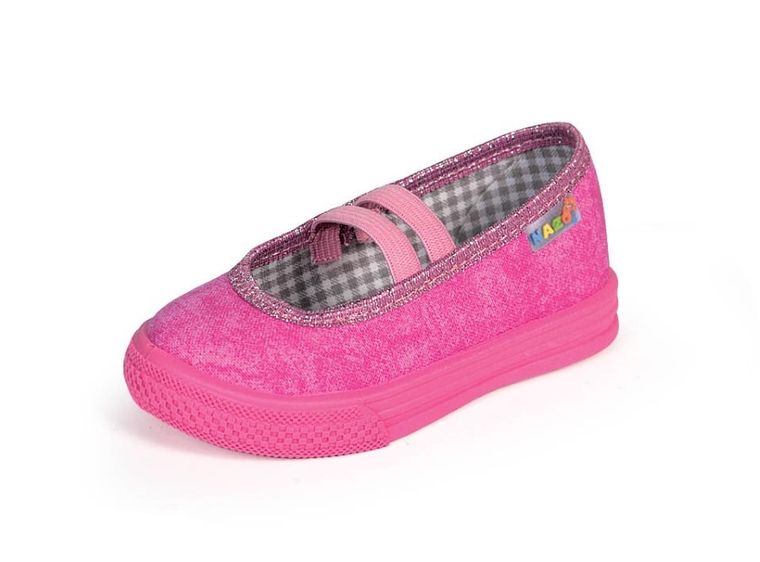 Kapcie dziewczęce, różowe, skórzana wkładka, Nazo