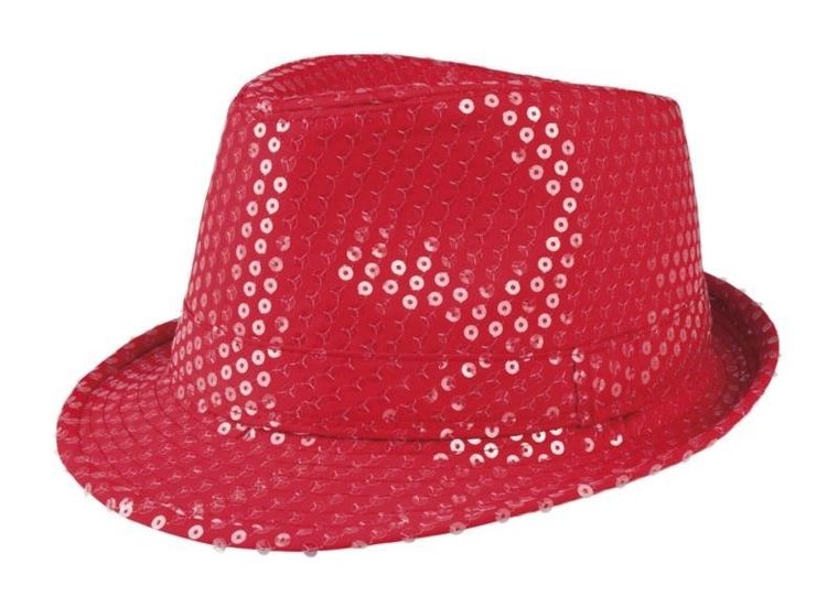 Kapelusz cekinowy, czerwony