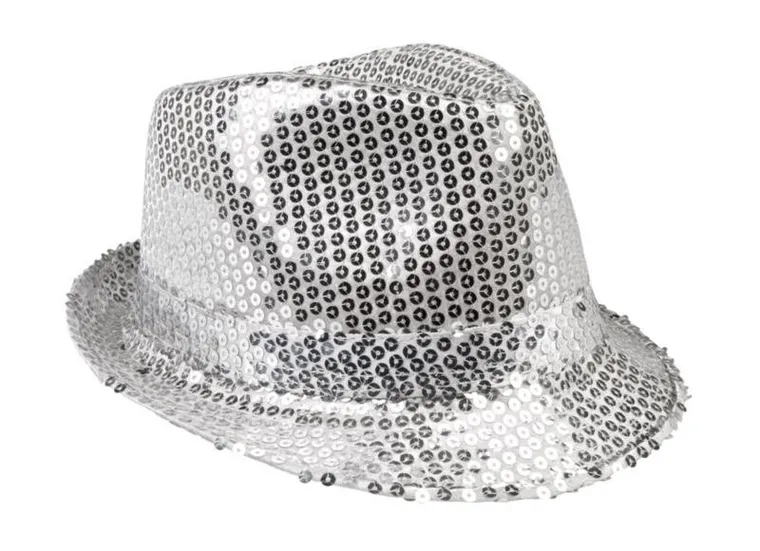Kapelusz cekinowy, srebrny