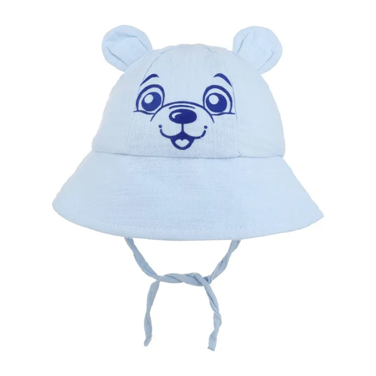 Kapelusz chłopięcy, wiązany, niebieski, Ambra