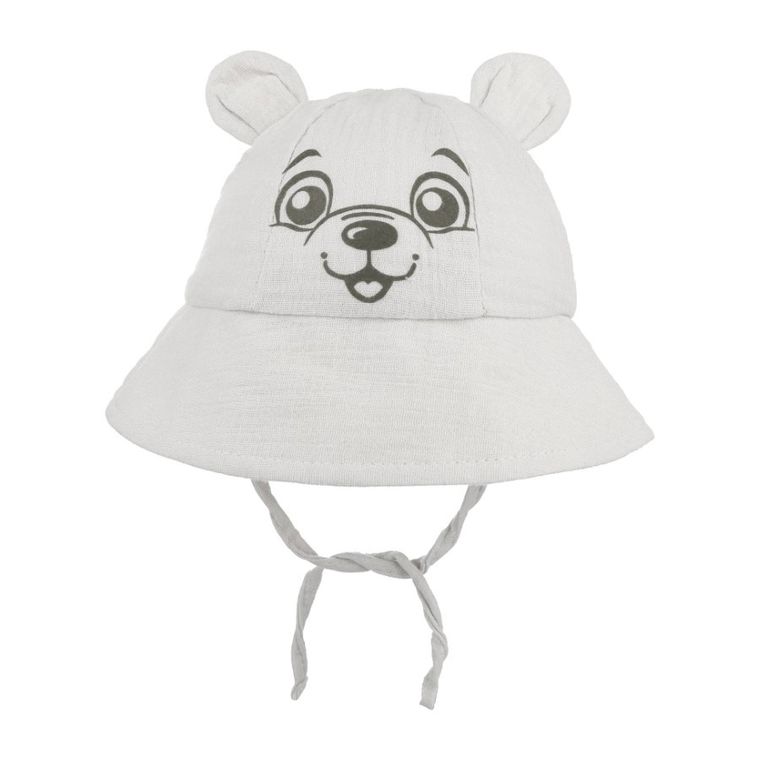 Kapelusz chłopięcy, wiązany, szary, Ambra