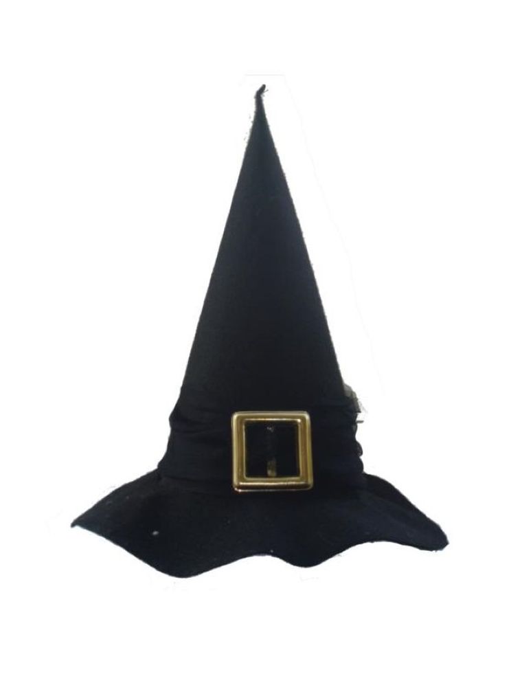 Kapelusz, czarownica, ze złotą klamrą