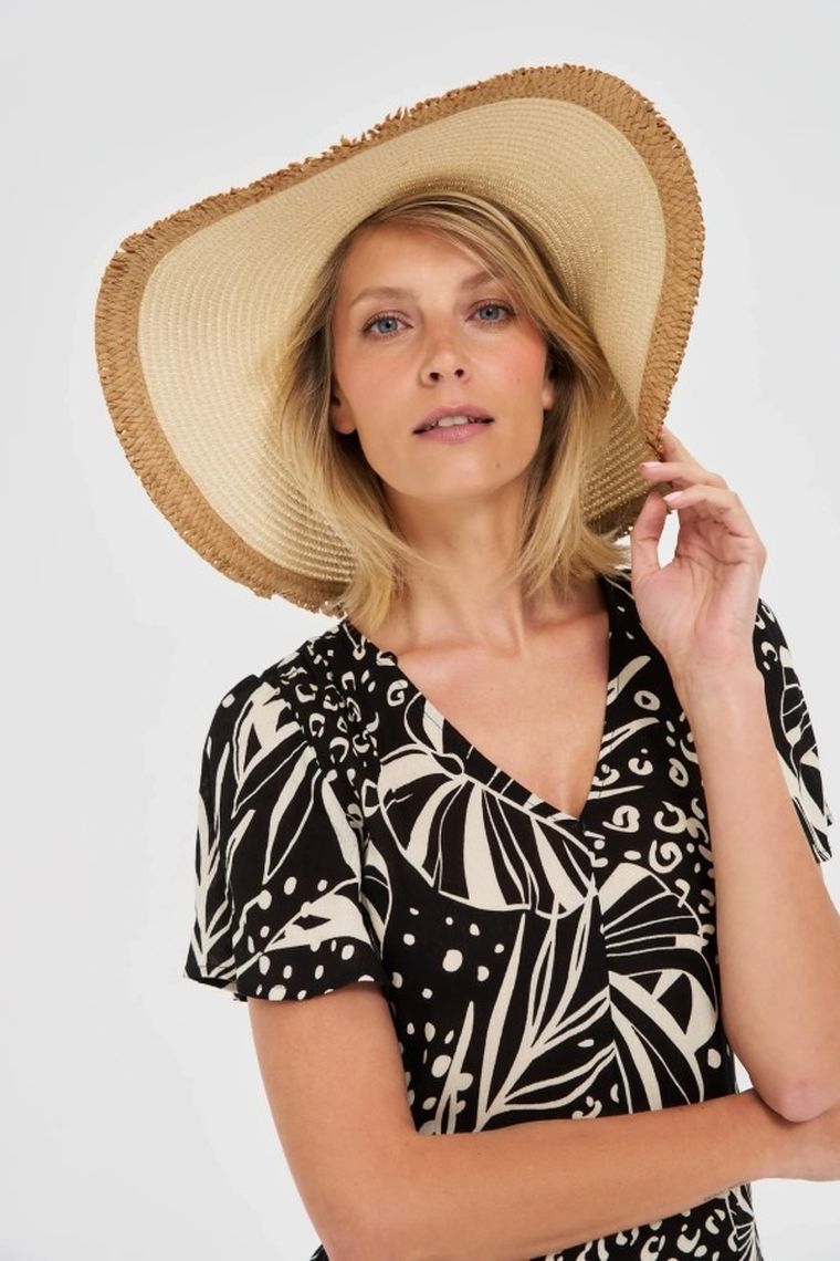 Kapelusz damski, beżowy, Moodo