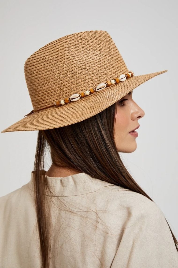 Kapelusz damski, słomiany, beżowy, Moodo
