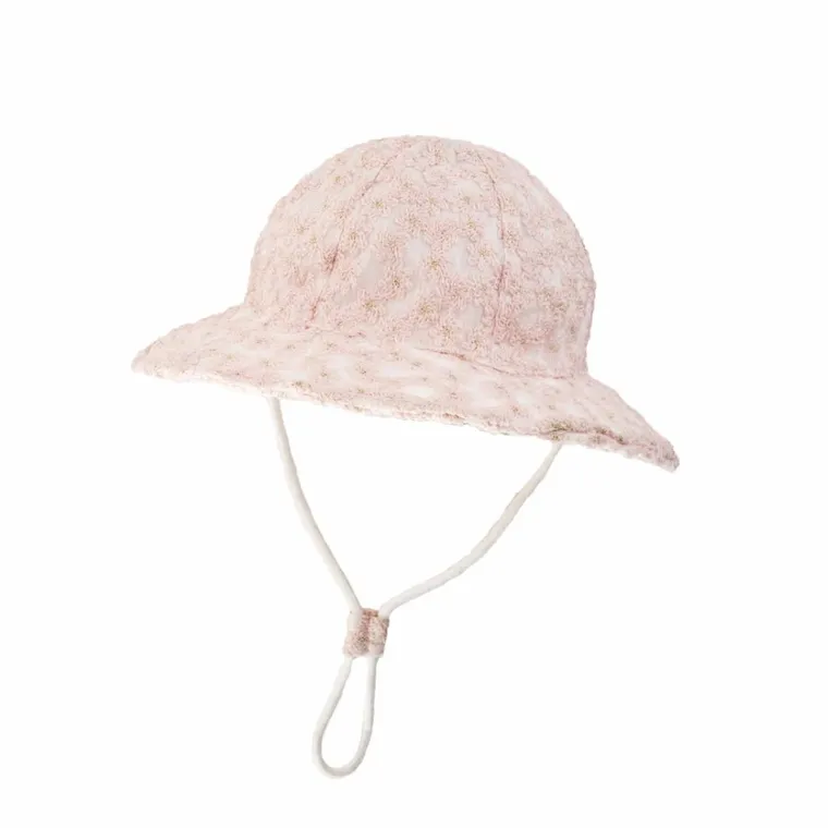 Kapelusz dziewczęcy, biało-różowy, Ambra
