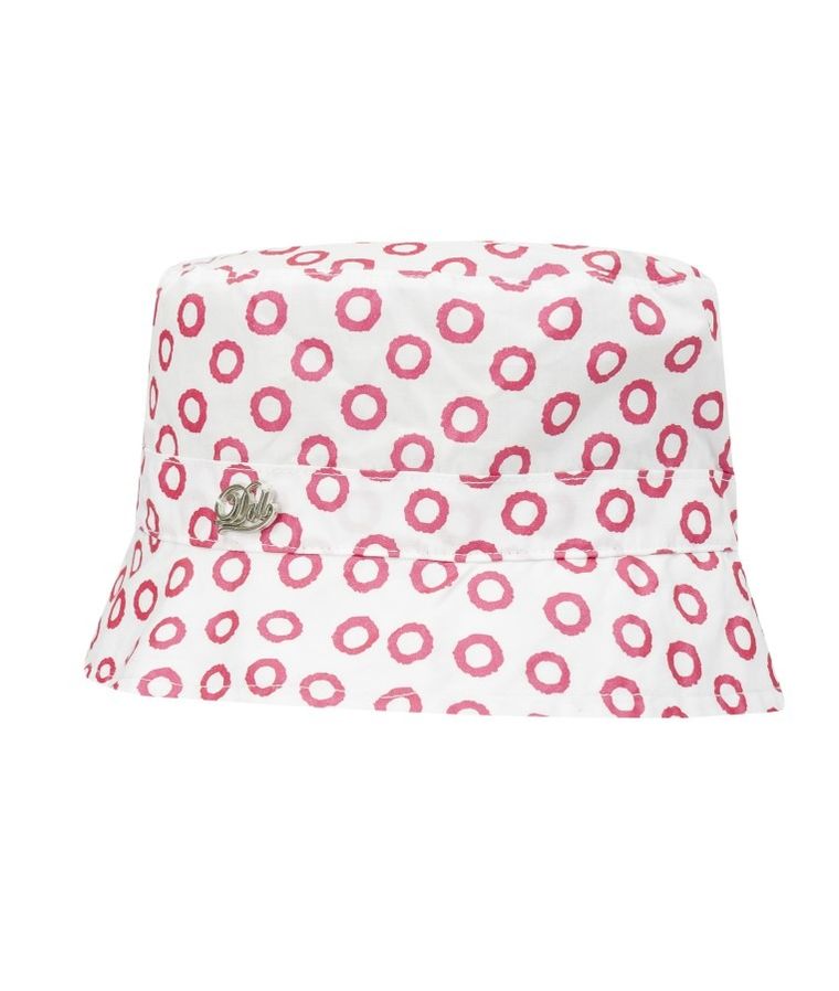 Kapelusz dziewczęcy, biały, różowe wzory, Döll