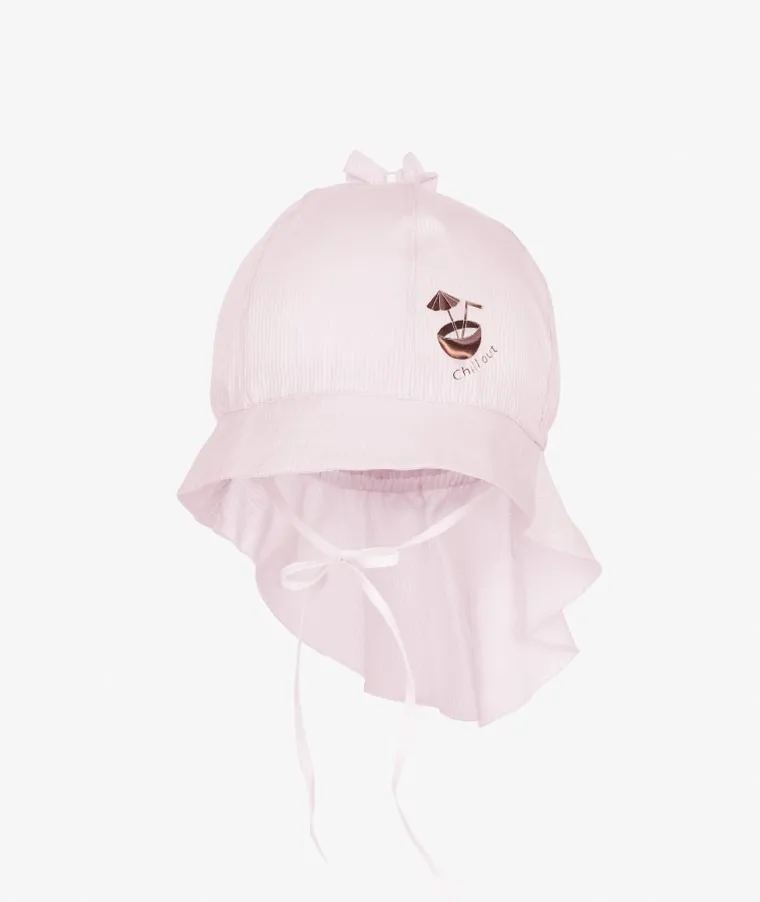 Kapelusz dziewczęcy safari, wiązany, różowy, Chillout, Iltom