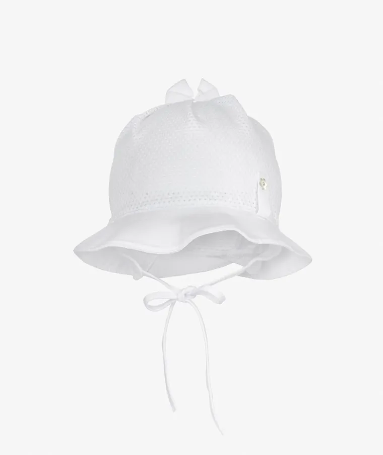 Kapelusz dziewczęcy, wiązany, biały, Iltom