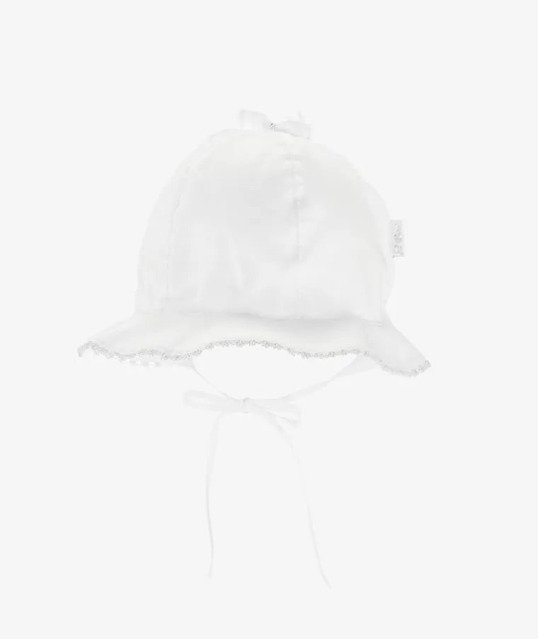 Kapelusz dziewczęcy, wiązany, biały, Iltom