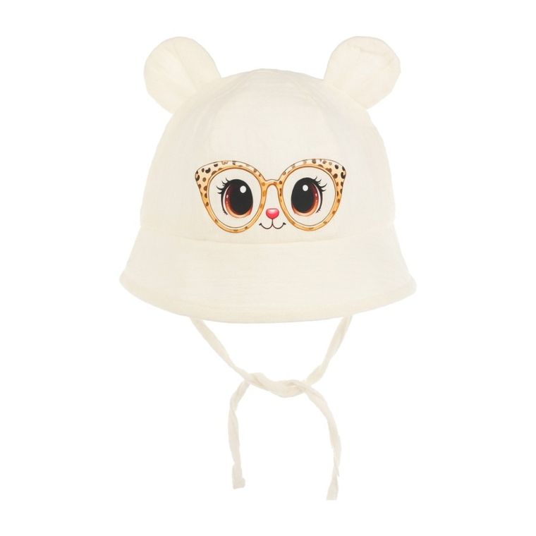 Kapelusz dziewczęcy, wiązany, ecru, Ambra