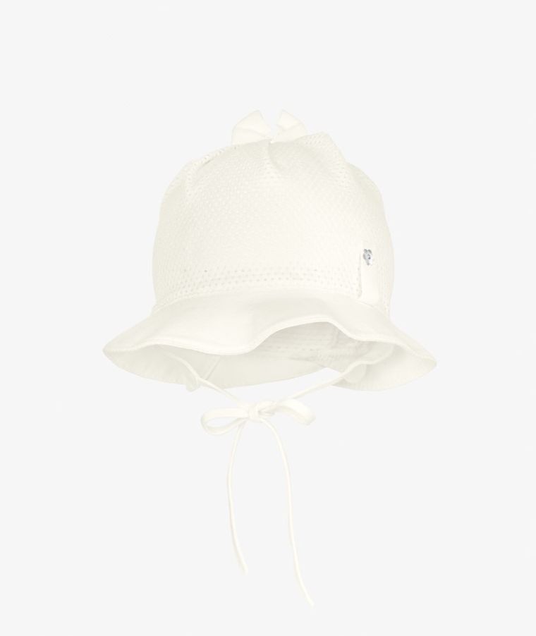 Kapelusz dziewczęcy, wiązany, ecru, Iltom