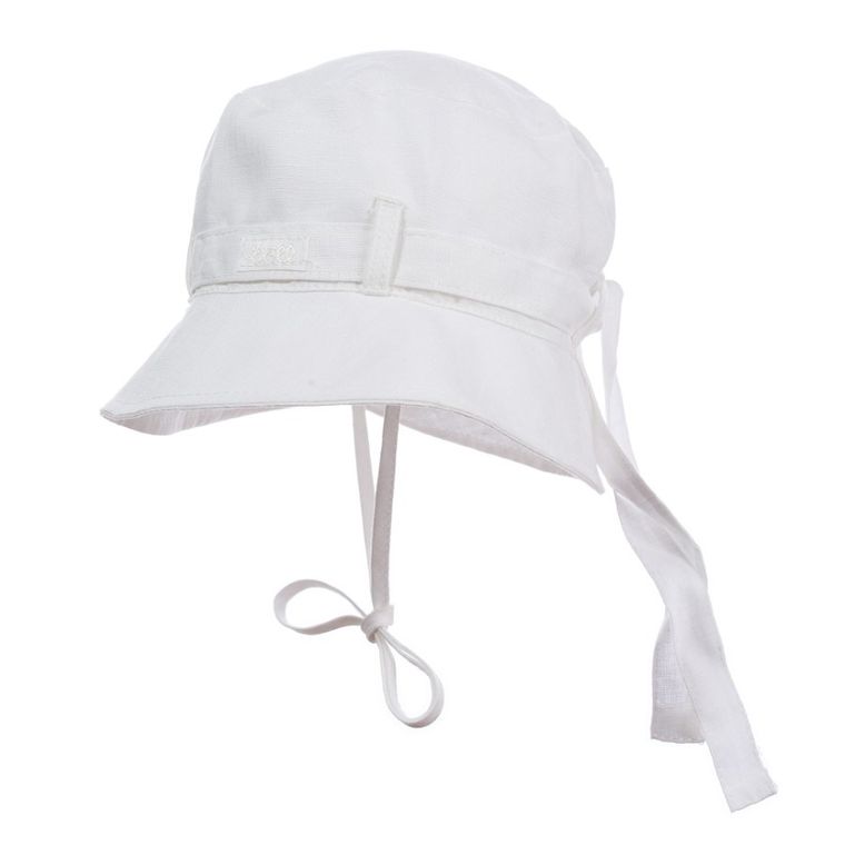 Kapelusz dziewczęcy, wiązany, lniany, biały, Döll