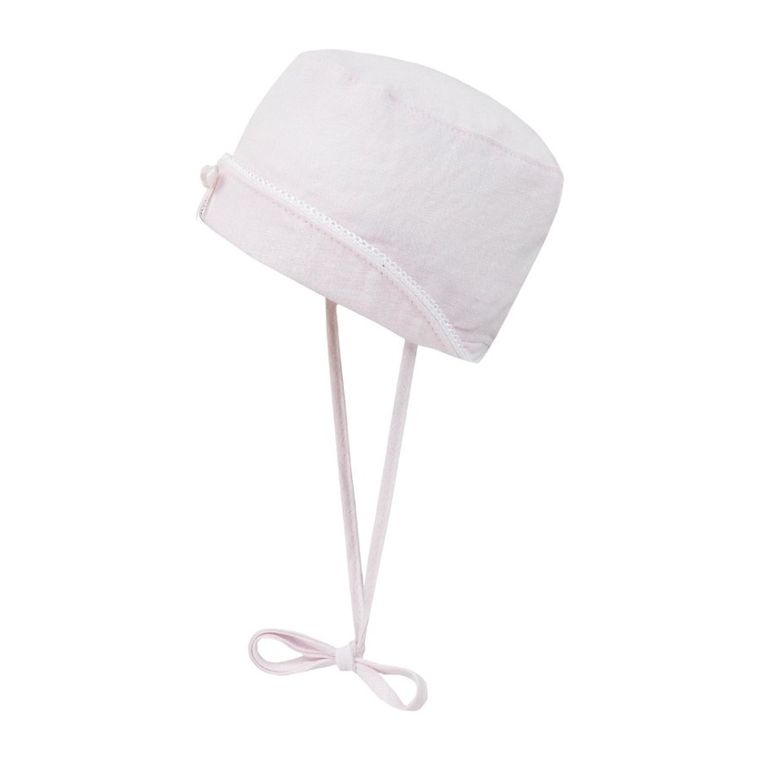 Kapelusz dziewczęcy, wiązany, lniany, ecru, Döll