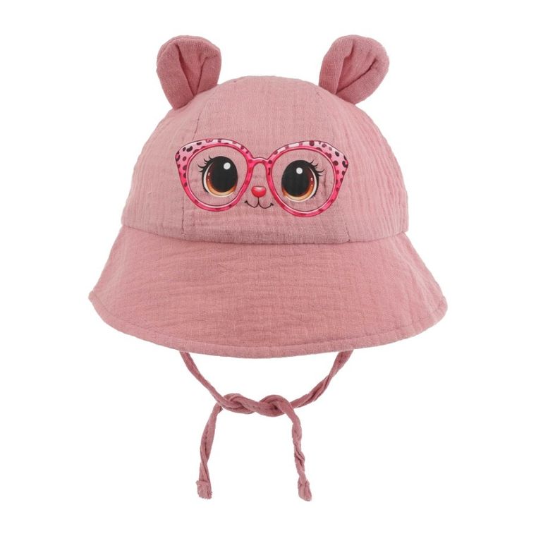 Kapelusz dziewczęcy, wiązany, różowy, Ambra
