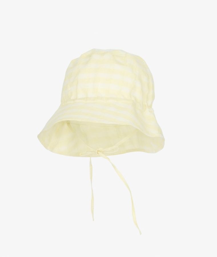 Kapelusz dziewczęcy, wiązany, żółty, krata, Iltom