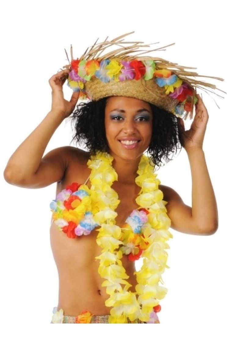 Kapelusz hawajski z kwiatami, eko