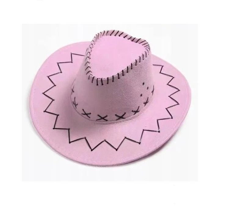 Kapelusz kowbojski, welurowy, różowy