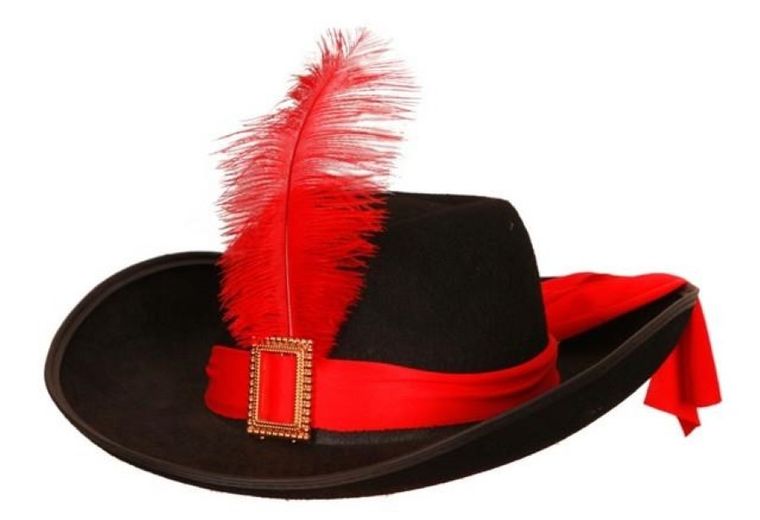 Kapelusz, muszkieter z klamrą, czarny