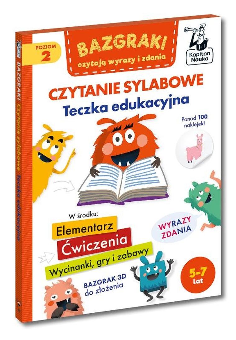 Kapitan Nauka. Bazgraki czytają wyrazy i zdania. Czytanie sylabowe. Teczka edukacyjna