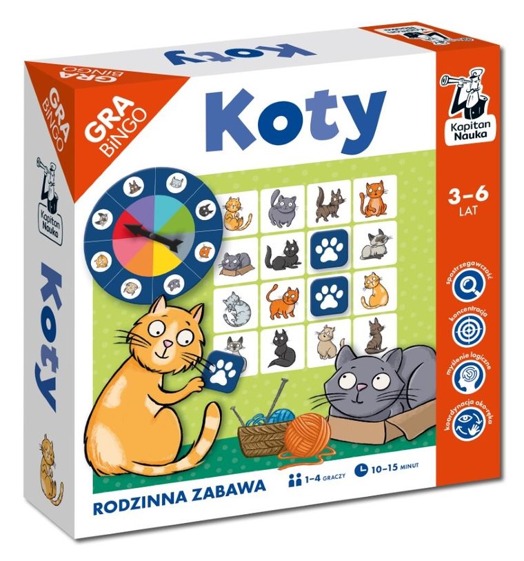 Kapitan Nauka. Bingo, Koty, gra edukacyjna