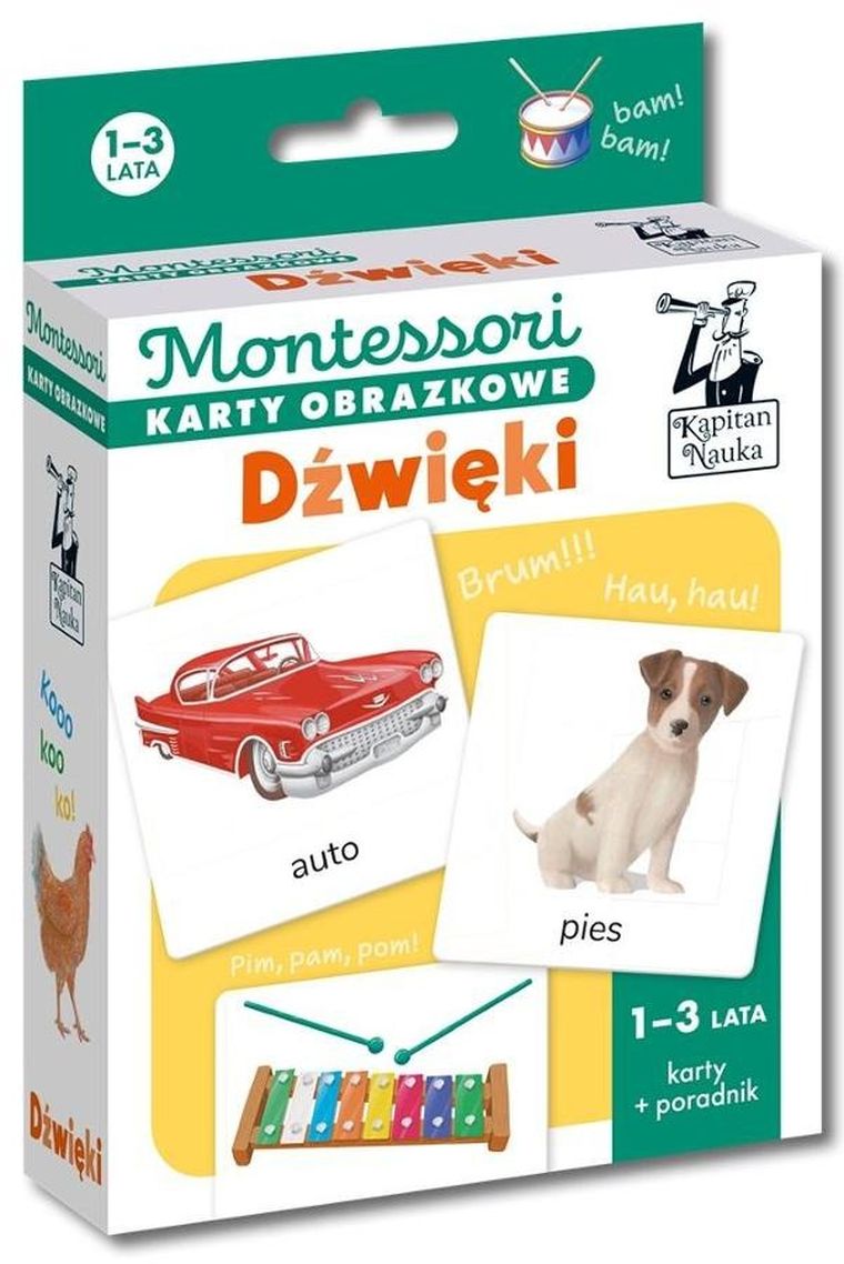 Kapitan Nauka. Montessori. Karty obrazkowe. Dźwięki. 1-3 lata