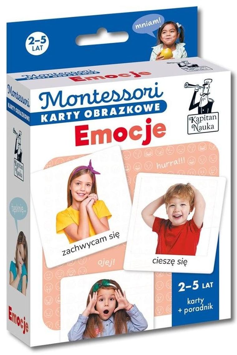Kapitan Nauka. Montessori. Karty obrazkowe. Emocje. 2-5 lat