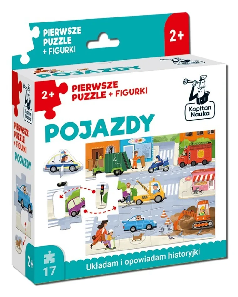 Kapitan Nauka. Pojazdy. Pierwsze puzzle + figurki
