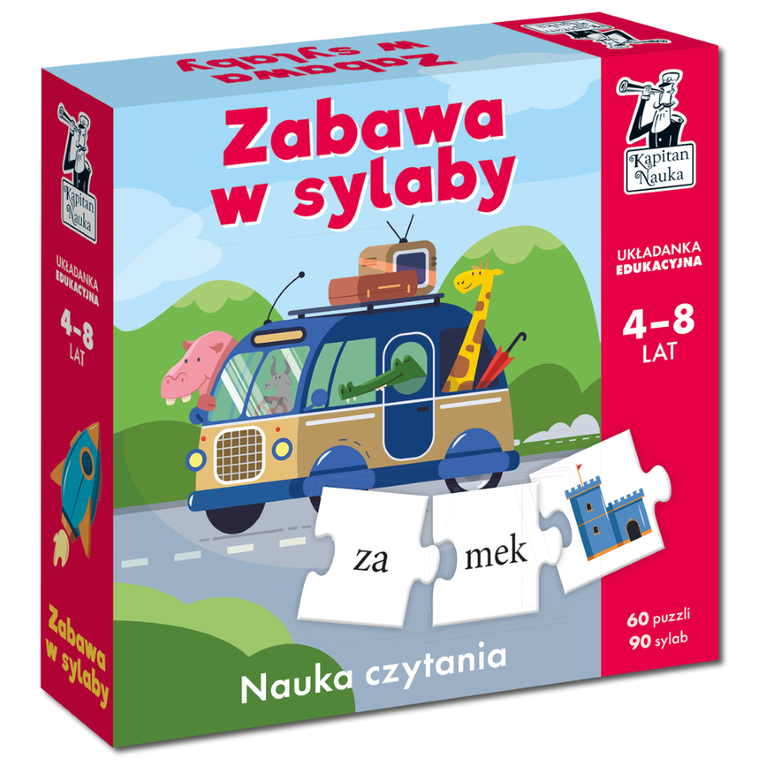 Kapitan Nauka. Zabawa w sylaby. Układanka edukacyjna 4-8 lat