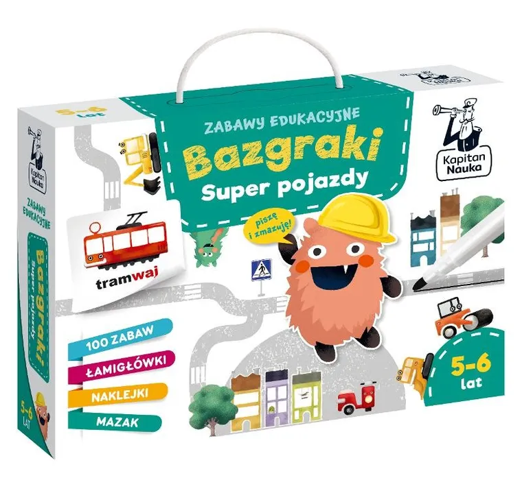 Kapitan Nauka. Zabawy edukacyjne. Bazgraki. Super pojazdy