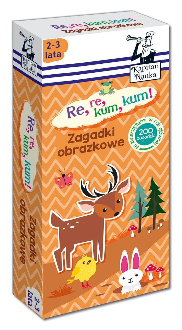 Kapitan Nauka. Zagadki obrazkowe. Re re kum kum. 2-3 lata